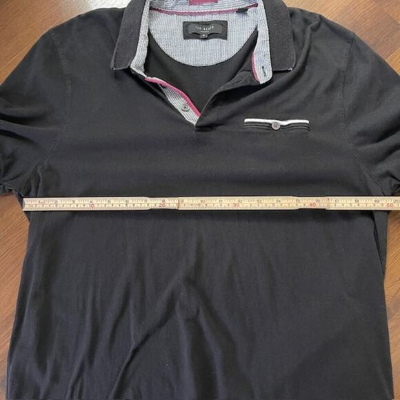 Ted Baker Men's Short Sleeve Pocket Polo Black Casual Preppy Sz 6 (2XL) - Picture 5 of 10